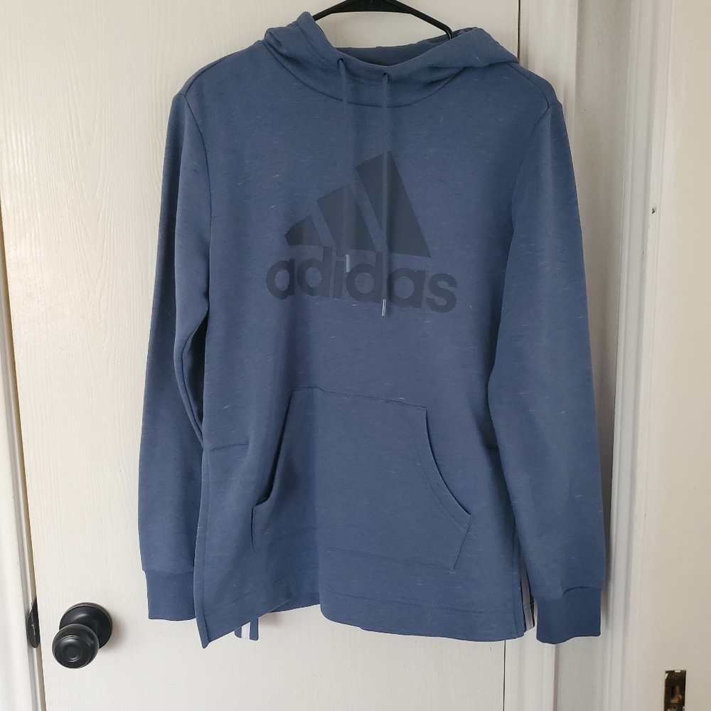 Adidas Blue Hoodie Long Cut Out Sides